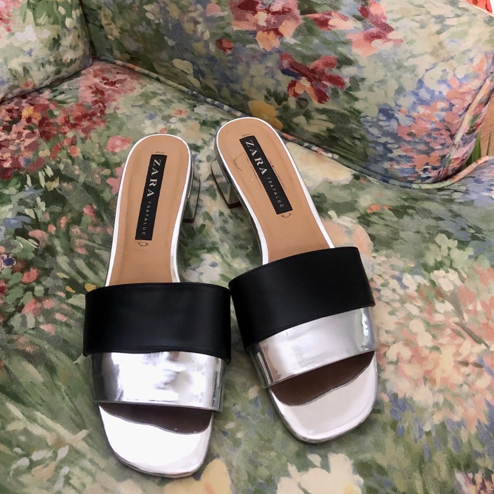 Zara Metallic Block Heels